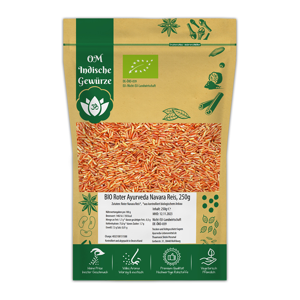 BIO Roter Reis Vollkornreis Ayurveda Navara Reis aus Indien kaufen