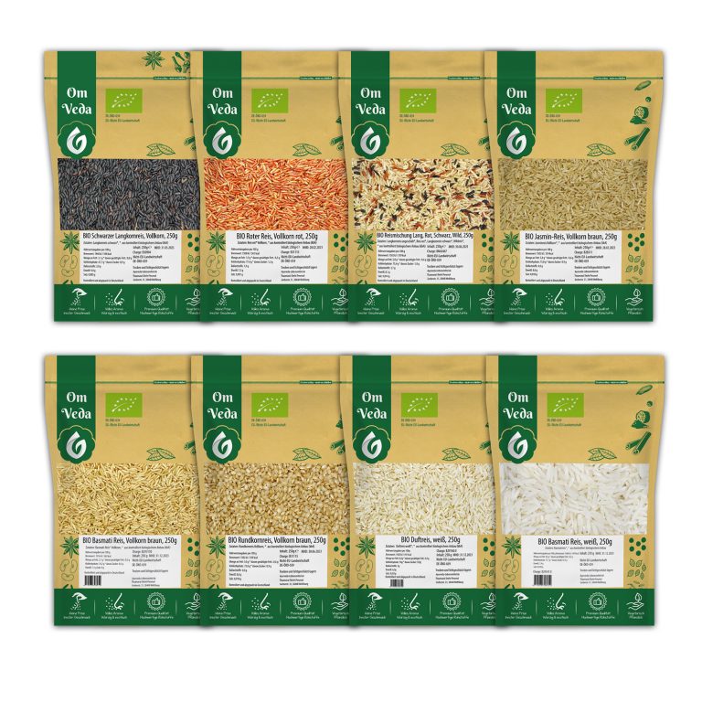 BIO Reis 8er Set BIO Reissorten Schwarz, Rot, Vollkorn, Basmati-Reis ...