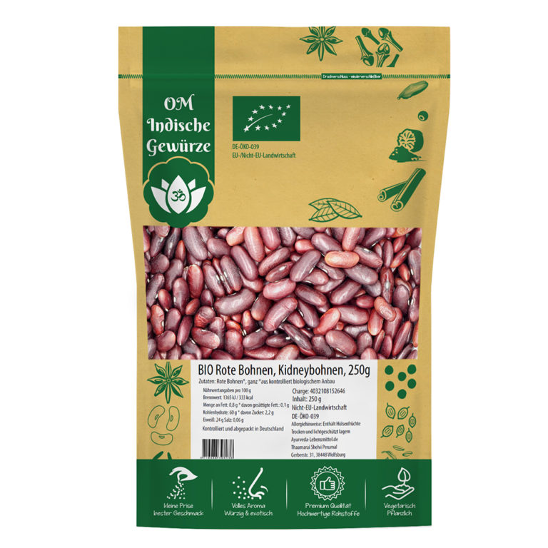BIO Rote Kidney Bohnen, Organic Kidney Beans, Rajma, ungeschält, ganz